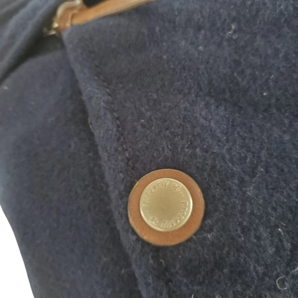 PROPERTY OF... Vintage‎ Navy Blue Wool Blend / Cognac Leather Men's Day Bag
